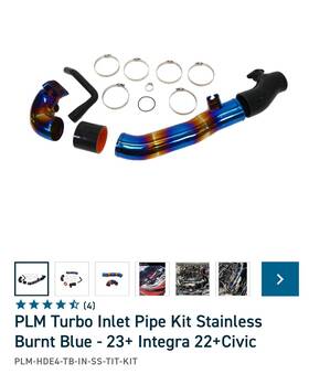Plm-hde4-tb-in-ss-tit-kit Plm Turbo Inlet Pipe Kit Burnt Blue 23 Acura Integra And 22 Civic Si 1.5l